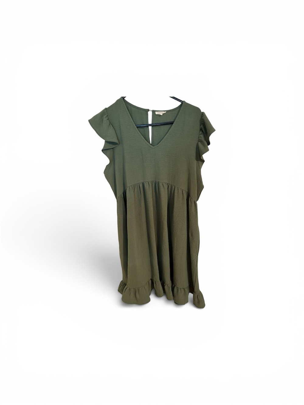 JODIFL Olive Green Ruffle Mini Dress